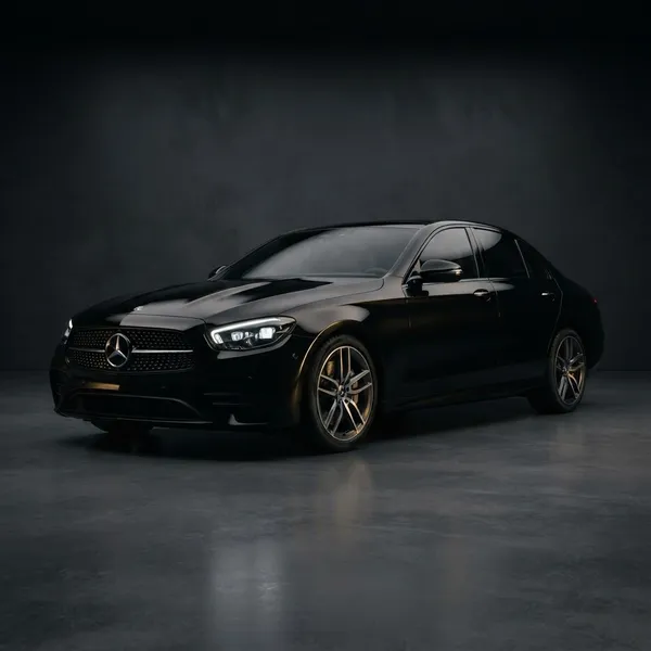 Black Mercedes E-Class sedan