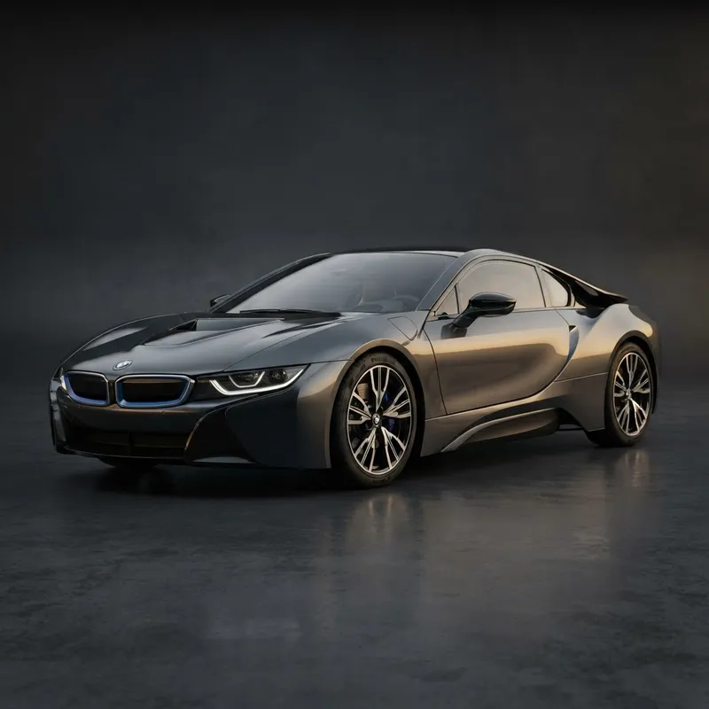 Dark grey BMW i8 sports car